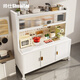 帥仕（shuaishi）鋼制巖板餐邊柜餐廳置物架客廳茶水斗柜現代風(fēng)收納碗柜廚房櫥柜子 【5層白色隱私款】長(cháng)120寬47【防刮巖板+層板加強筋】 贈【鎖止萬(wàn)向輪】