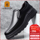 老人頭（LAORENTOU）男士皮鞋商務(wù)休閑鞋頭層牛皮套腳鞋耐滑圓頭爸爸鞋 260278 黑42