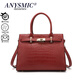 ANYSMIC奢侈高端品牌包包女包2026時(shí)尚大容量媽媽包婚禮真皮婚包手提包 酒紅色(禮盒裝)