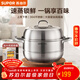 蘇泊爾（SUPOR）蒸鍋304不銹鋼多功能湯蒸鍋雙層蒸架燉煮蒸炒加大容量磁爐通用 10.8L丨加大容量 2層 30cm