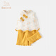 班喜迪女童套裝夏裝新款寶寶周歲禮服兒童無(wú)袖上衣褲子中式國風(fēng)童裝漢服 黃色 110