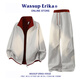 WASSUP ERIKA休閑運動(dòng)套裝男士2026春秋季寬松撞色立領(lǐng)重磅開(kāi)衫衛衣衛褲兩件裝 白花灰【套裝】 L