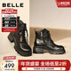 百麗（Belle）時(shí)尚串珠牛皮馬丁靴女冬季新款商場(chǎng)同款厚底增高短靴F2T1DDD5 黑色-單里 37