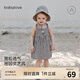 babylove【清倉】女寶寶連衣裙夏季薄款吊帶裙嬰幼兒法式公主裙洋氣格子裙 維希風(fēng)尚 90