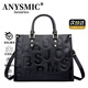 ANYSMIC奢侈品牌包包女款大容量包包輕奢小眾感字母壓花單肩手提包 黑色【專(zhuān)屬禮盒包裝】
