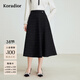 珂萊蒂爾秋季款高腰顯瘦A字裙短裙女氣質(zhì)百搭小黑裙傘裙 黑色 M