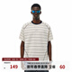 FPA復古條紋拼接短袖夏季休閑潮流潮牌寬松圓領(lǐng)運動(dòng)情侶裝半袖t恤男 杏色 L