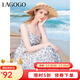 LAGOGO萊賽爾法式碎花褶皺吊帶裙女拉谷谷夏季新款高腰A字連衣裙 混色(Y0) L