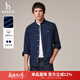 哈吉斯（HAZZYS）男裝 秋款純棉男士襯衣外穿牛仔長(cháng)袖襯衫男ASCZK1CCX44 深藍色DL L （175/96A 48）