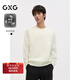 GXG男裝  雙色字母提花毛衫寬松針織衫男低領(lǐng)打底衫 秋季新 白色 XL
