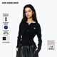 ANN ANDELMAN【明星同款】修身長(cháng)袖T恤設計感堆褶針織不規則開(kāi)衫 黑色 XS