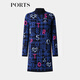 PORTS寶姿秋冬新品復古圖案校園氣質(zhì)連衣裙SM9K202JKF026 公主藍混色 L