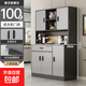餐邊柜靠墻一體櫥柜家用廚房備餐柜客廳酒柜置物柜子儲物柜茶水柜 100cm意式輕奢灰【遮光柜門(mén)】