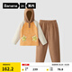 蕉內（Bananain）絨絨505H兒童睡衣男女童珊瑚絨連帽長(cháng)袖長(cháng)褲秋冬季加厚家居服套裝 棕橙拼色 150