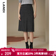 藍地（LANDI）秋季新款深灰色前開(kāi)叉半身裙女中長(cháng)款高腰a字半裙 深灰色 L