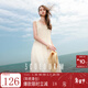 三彩2025夏季新款無(wú)袖連衣裙盤(pán)帶繡花雪紡A字裙背心長(cháng)裙M 米白色 S 155/80A