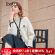 百圖betu女裝秋冬新款短外套韓版顯瘦V領(lǐng)長(cháng)袖小香風(fēng)外套女2310T61 米白 S