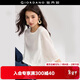 佐丹奴設計師款2026年春季寬松圓領(lǐng)白色七分蝙蝠袖t恤女18325203