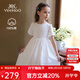 英氏（YEEHOO）女童裙子兒童衣服夏季時(shí)尚淑女休閑風(fēng)連衣裙夏裝新款可愛(ài)中小童裝 生如夏花-白色 【100%棉】 120