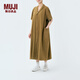 MUJI IDEE 女式 泡泡紗 短袖連衣裙 女裝裙子夏季 GAD53C4S 深米色 均碼 165/88A