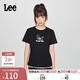 Lee25新品標準版圓領(lǐng)蝴蝶圖案印花女短袖T恤休閑潮流LWT0098704LE 黑色 M