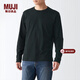 MUJI男式 水洗 天竺編織 長(cháng)袖T恤 ABC01A2A 休閑百搭T恤 黑色 L