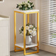 伊思家花架子客廳落地式多肉整理花架置物架陽(yáng)臺雙層新款綠蘿植物花盆架 金架+白盤(pán)高90*寬30