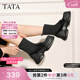 他她（TATA）厚底英倫樂(lè )福鞋女鞋瘦瘦彈力襪靴短靴冬新款CCJ02DZ4 黑色 36