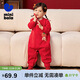 迷你巴拉巴拉寶寶紅色連體衣新生兒嬰兒夾棉無(wú)骨爬服滿(mǎn)月百天周歲