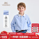 英氏（YEEHOO）男童襯衫兒童襯衣中大童裝純棉上衣長(cháng)袖學(xué)院風(fēng)春裝 藍色 175