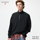 優(yōu)衣庫合作款/男裝女裝半拉鏈衛衣/長(cháng)袖運動(dòng)衫484204 09 黑色 S