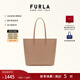芙拉（FURLA）【新年禮物】ELLA牛皮中號女士大容量手提包托特包上班通勤包 米色+黑色 中