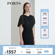 PORTS寶姿女裝 秋冬新品短袖中長(cháng)連衣裙LL9D108LWP093 黑色 M (6)
