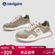 納維凱爾意大利小帆船男鞋透氣舒適潮流男士潮流舒適休閑鞋 卡其色    42