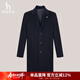 哈吉斯（HAZZYS）男裝 秋冬款中長(cháng)款外套雙面呢寬松毛呢大衣男ABSZH0BDH30 藏青色NV 2XL （185/104A 52）