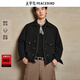 太平鳥(niǎo)男裝【金絲小香風(fēng)】翻領(lǐng)夾克通勤茄克行政休閑外套 黑色 第一批 M