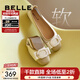 百麗（Belle）蝴蝶結扣平跟單鞋女商場(chǎng)同款舒適牛皮單鞋B7H1DCQ4 米白/杏 36 (230mm)