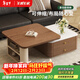 左客左家中古風(fēng)茶幾組合客廳家用小戶(hù)型2025新款簡(jiǎn)約高級儲物落地伸縮茶桌 【伸縮雙層】方柜實(shí)木茶幾組合