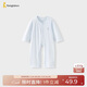 童泰（TONGTAI）嬰兒連體衣夏季純棉衣服寶寶開(kāi)襠哈衣長(cháng)袖爬服薄款睡衣藍色80cm