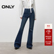 ONLY2025冬季新款通勤復古喇叭褲做舊磨白長(cháng)褲牛仔褲女|125432037 J3G 藍黑牛仔 S S標準褲長(cháng)
