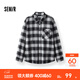 森馬（Semir）[商場(chǎng)同款]長(cháng)袖襯衫男純棉法蘭絨格子外套2025秋冬新款經(jīng)典百搭 黑色調00499 M