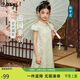 ASK JUNIOR國風(fēng)新中式女童裙子2025夏旗袍連衣裙兒童提花公主裙 豆綠  130 