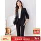 尚都比拉正裝職業(yè)西裝套裝女春秋氣質(zhì)小西服外套九分褲兩件套 黑色 XL 