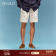 SKARO【250G棉麻】新款雙褶休閑短褲男舒適透氣抽繩五分褲2025夏 白色SKB293 L