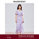 MAXRIENY2025春季新款度假風(fēng)長(cháng)裙精致優(yōu)雅雪紡印花連衣裙 紫花 L