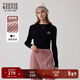 Teenie Weenie小熊女裝時(shí)尚簡(jiǎn)約毛衣保暖冬季女圓領(lǐng)毛衫修身打底衫 黑色 M 165