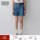 Teenie Weenie小熊牛仔短褲女夏季韓版簡(jiǎn)約休閑松緊高腰時(shí)尚牛仔褲女 深藍色 S (160)