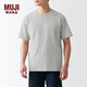 MUJI 男式 粗棉線(xiàn) 天竺編織 短袖T恤 打底衫男款 純棉全棉 ABA18A2S 灰色 XS 160/80A