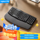 羅技（Logitech）Wave Keys波浪鍵盤(pán) 人體工學(xué)鍵盤(pán) 辦公鍵盤(pán) 無(wú)線(xiàn)藍顏鍵盤(pán) 配備軟墊掌托 3臺設備連接 石墨黑 99鍵