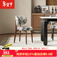 御梵森意式實(shí)木奶油風(fēng)餐椅極簡(jiǎn)家用黑白椅子網(wǎng)紅輕奢簡(jiǎn)約現代椅靠背餐廳 雪尼爾楊梅樹(shù)+胡桃色腿